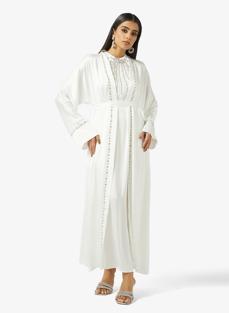 خزانة عباية مزينة مع فستان داخلي - Image 1